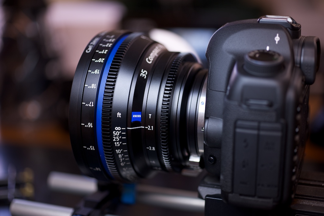 35mm CP.2 on a 5D MkII with follow focus and 15mm rods.